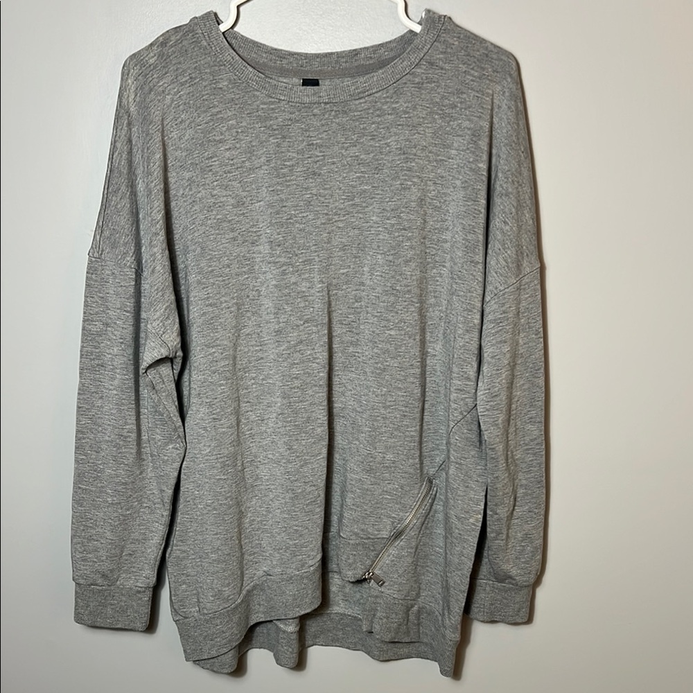 Bellina Gray Sweatshirt with Side Zipper